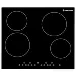 Russell Hobbs Electric Hob 59 cm Ceramic Cooktop with 4 Cooking Zones, Pan Sensor, Touch Control & Easy Clean, Safety Cut Off, Integrated Timer & Boost Function, RH60EH412B, 2 Year Guarantee