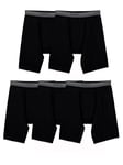 Fruit of the Loom Men's Micro Stretch Boxer Briefs, Designed to Move with You, Lightweight & Moisture Wicking, Long Leg-5 Pack-Black, XL