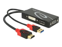 Delock - Convertisseur vidéo - HDMI - DVI, DisplayPort, VGA - noir - Pour la vente au détail