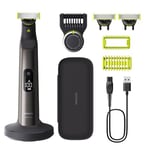 Philips OneBlade Pro 360 Authentique Visage+Corps - Tondeuse à barbe électrique, rasoir et tondeuse corps, 2 lames 360, 1 sabot avec 20 hauteurs de coupe, 1 kit Corps, 1 socle de charge, QP6652/35
