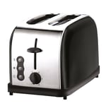 Black Wide Slots 2 Slice Legacy Toaster 900w Defrost Reheat Stainless Steel
