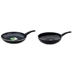 GREENCHEF Poêle à Frire Revêtement Antiadhésif Sain en Céramique, 30cm, Noir & Poêle Wok Revêtement Antiadhésif Sain en Céramique, 28cm / 3.6L, Noir