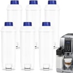 Hengda - Lot de 6 Filtre eau pour Delonghi DLSC002. Filtre à eau Cartouche à Charbon Actif Compatible avec Machines à café ecam. esam. etam - Blanc