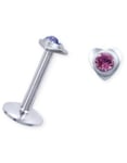 Labret with Heart and Pink Stone - Strl 1.2 x 8 mm