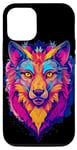 Coque pour iPhone 15 Pro Art du loup cosmique et galaxie vive