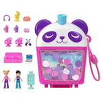 Polly Pocket Panda Bubble Tea Coffret avec figurine animal et 2 mini-figurines, accessoires et nourriture, HWN95