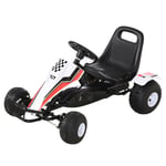 HOMCOM Kids Racing Style Pedal Go Kart Brake Gears Steering Wheel 3-8 Yrs White