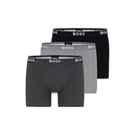 BOSS Hugo Men's Power 3-Pack Bold Logo Boxer Briefs, Gray/Charcoal/Black, XL (Pack of 3)