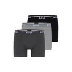 Hugo Boss Men's Power 3-Pack Bold Logo Boxer Briefs, Gray/Charcoal/Black, XL (Pack of 3)