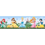 Frise de papier peint adhésive Princesses - 14 x 500 cm de Disney bleu, vert et jaune