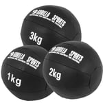 Gorilla Sports - Médecine Ball Cuir Synthétique de 1kg à 10kg - Poids : lot de 3 (1, 2 et 3 kg)