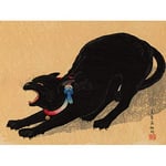 Wee Blue Coo Nature Japan Cat Stretch Noir Shotei Takahashi Impression sur Toile