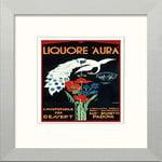 Lumartos, Vintage Poster Liquore Aura Contemporary Home Decor Wall Art Print, Matt Silver Frame, 10 x 10 Inches