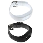 2 Pieces Watch Strap Compatible with Garmin Vivofit 4 155-220mm Black White TPU