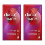 Durex Thin Feel Extra Lubricated 24 Pack 56mm