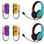 Joy-Con Pair (Neon Purple, Neon Orange) (Nintendo Switch) + LVL40 Wired Headset - Blue/Red (Nintendo Switch)