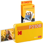 KODAK Pack Mini Imprimante P210 Retro 2 + Cartouche et papier pour 30 photos - Imprimante Connectée Bluetooth - Photos format CB 5,3 x 8,6 cm - Batterie Lithium - Sublimation Thermique 4Pass