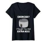 Womens Rice Cooker Exercise I Thought You Said Extra Rice V-Neck T-Shirt