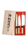 Satake Houcho Santoku, Nakiri And Sahimi Knives In Gift Box Beige Satake