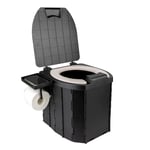 Bärbar toalett, hopfällbar design, anti-lukt teknologi, svart