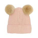 Huttelihut Stickad Mössa med Alpaca Pompoms Mahogany Rose | Rosa | 12-24 months