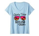 Womens Iceland Girls Trip 2024 Vacation Group Weekend Party Friends V-Neck T-Shirt