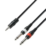 Adam Hall Adapter Kabel 3,5mm Jack Stereo til 2 x 6.3 mm mono 3 meter