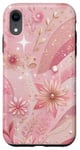 Coque pour iPhone XR Rose marron omber fleurs floral étoile bande fille rose