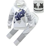 Pojkar Barn Marshmello DJ Mask Hoodies+Byxor Set Karneval Party Cosplay Kostym -hg 8-10 År