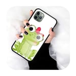 Cute Green Frog Tempered Glass Mobile Case For iphone 11 Pro Max XS XR X 8 7 6 6S Plus SE 2020 Coque Bags-T10-for iPhone SE(2020)