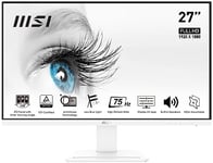 MSI Pro MP273W Écran Bureautique 27" FHD - Dalle IPS 1920x1080, 75Hz, Confort Oculaire, Contraste 1000:1, Haut-Parleurs Intégrés, DP 1.2a, HDMI 1.4 - Blanc