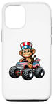 Coque pour iPhone 14 Patriotic Monkey 4 juillet Monster Truck American