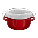 Red Enamel Glass Pyrex Lid Steel Deep Fryer Chips Frying Fry Pan Pot Basket New