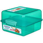 Sistema Lunch Box with Compartments ,1.4 L Lunch Cube ,Food Storage Container with Lid ,BPA-Free ,Assorted Colours