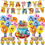 Nalle Puh Festtillbehör Dekorationer Ballonger Banner Tårta Topper Cupcake Toppers Set Presenter (FMY)