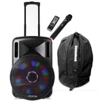 Fenton Portable PA System Speaker Battery Powered Bluetooth, UHF Microphone 15" & Bag