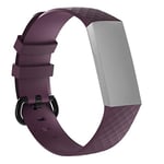 Beilaishi Diamond Pattern Silicone Wrist Strap Watch Band for Fitbit Charge 4 Large Size:210 * 18mm(Black) replacement watchbands (Color : Dark Purple)