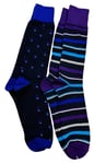 English Laundry Striped & Printed 2 pack Socks Blue/Purple Shoe Size 6.5-12
