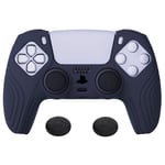eXtremeRate PlayVital Samurai Edition Midnight Blue Anti-slip Controller Grip Silicone Skin for ps5, Ergonomic Soft Rubber Case for ps5 Controller with Black Thumb Stick Caps