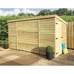 9 x 6 Pressure Treated Pent Garden Shed with Side Door