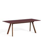 HAY - CPH30 Table Extendable 200, WB Lacquered Walnut, Burgundy Linoleum Tabletop - Burgundy - Röd - Matbord - Trä/Syntetiskt