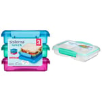 Sistema Lunch Sandwich Boxes | 450 ml Food Storage Containers | BPA-Free | Assorted Colours & Small Split TO GO Food Storage Container | 350 ml | Lunch Box with Compartments | BPA-FreE
