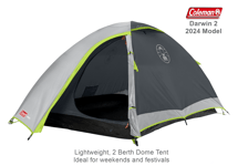 Coleman Darwin 2 - 2024 Model - Lightweight 2 Berth Tent - Ideal for festivals