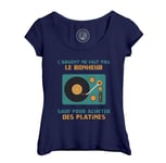 T-Shirt Femme Col Echancré Platines Vinyle Dj - L'argent Ne Fait Pas Le Bonheur Musique