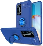 For Huawei P40 Pro (6.58) Case, Slim Gel Rubber Shock Proof Phone Cover, Magnetic Ring [Kickstand] With [360 Rotation] Cover For huawei P40 Pro - Blue