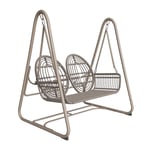 Hängsoffa för trädgård med ryggstöd, utefurniture i PE-rattan, 2-sits, med sittställning och dynor