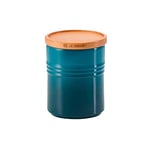 Le Creuset Stoneware Medium Storage Jar with Wooden Lid, Stoneware, 540 ml, 10 cm, Deep Teal, 91044401642099