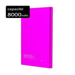 Power Bank Batterie de Secours Externe Slim 8000 mAh pour LG P940 Prada 3.0 Rose