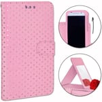 Fodral för Samsung Galaxy Xcover 4s - PH26® - Ekoleder - Rosa - Kortfack - Spegel Rosa