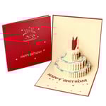 3D Födelsedagskort Gratulationskort Happy Birthday Röd röd